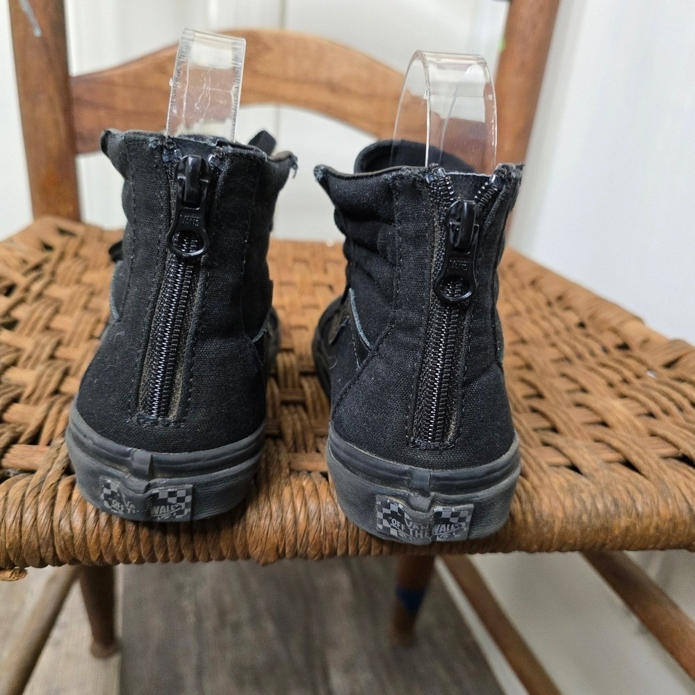 Vans Old Skool kids‎ Black High-Top Sneakers lace up with zip back 2.5 - Picture 4 of 7